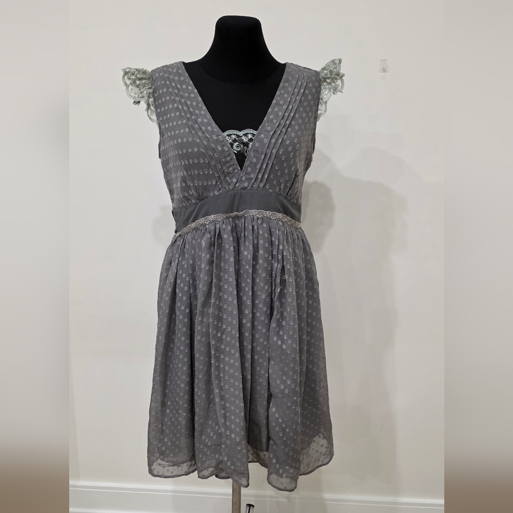 ASOS Gray Babydoll Sundress With Lace, US 8 Or Uk 12